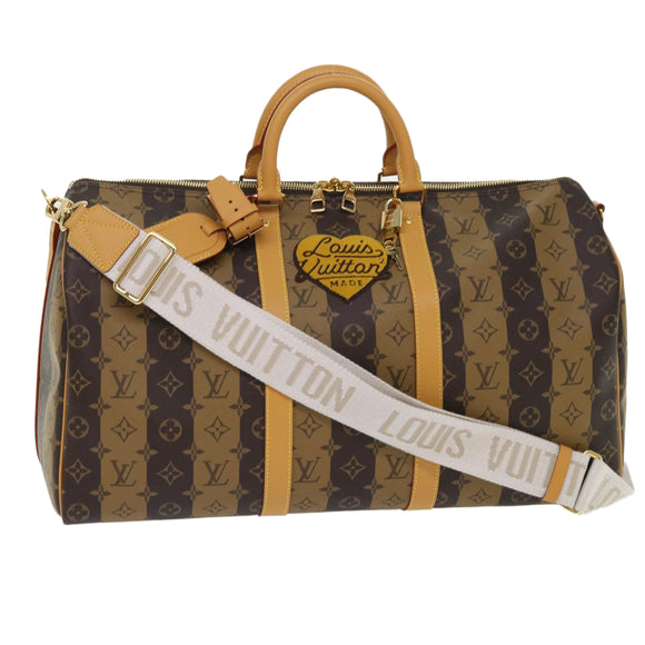 LOUIS VUITTON Monogram Stripe Keepall Bandouliere 50 Tas M45967 LV Auth 47401SM