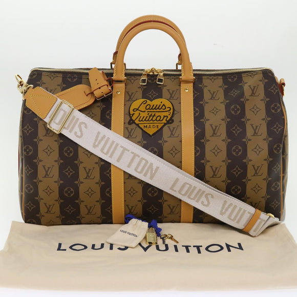 LOUIS VUITTON Monogram Stripe Keepall Bandouliere 50 Tas M45967 LV Auth 47401SM