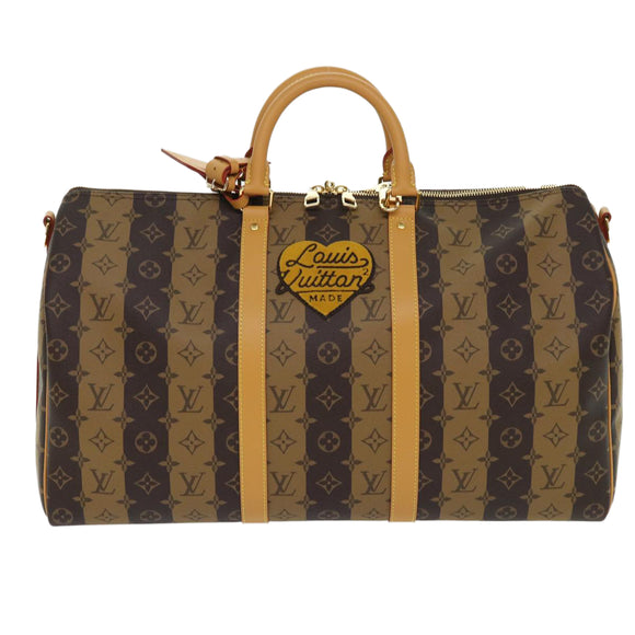 LOUIS VUITTON Monogram Stripe Keepall Bandouliere 50 Tas M45967 LV Auth 47401SM