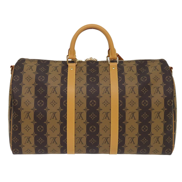LOUIS VUITTON Monogram Stripe Keepall Bandouliere 50 Tas M45967 LV Auth 47401SM