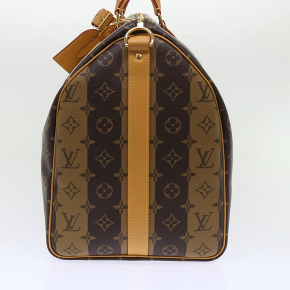 LOUIS VUITTON Monogram Stripe Keepall Bandouliere 50 Tas M45967 LV Auth 47401SM