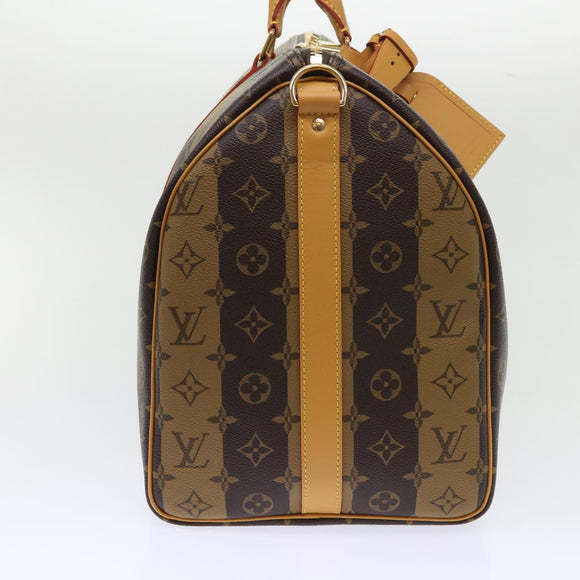 LOUIS VUITTON Monogram Stripe Keepall Bandouliere 50 Tas M45967 LV Auth 47401SM