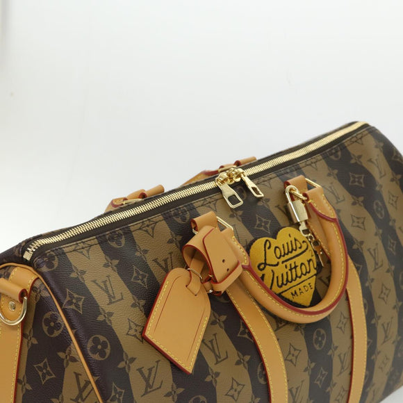 LOUIS VUITTON Monogram Stripe Keepall Bandouliere 50 Tas M45967 LV Auth 47401SM