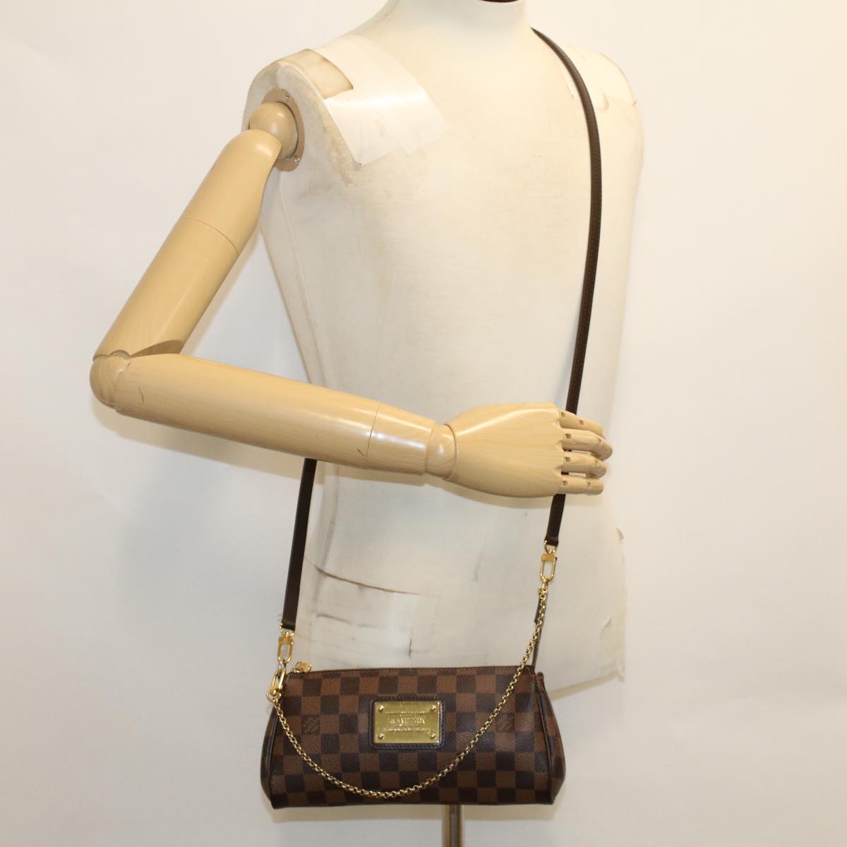 LOUIS VUITTON Damier Ebene Eva Shoulder Bag 2way N55213 LV Auth 47442