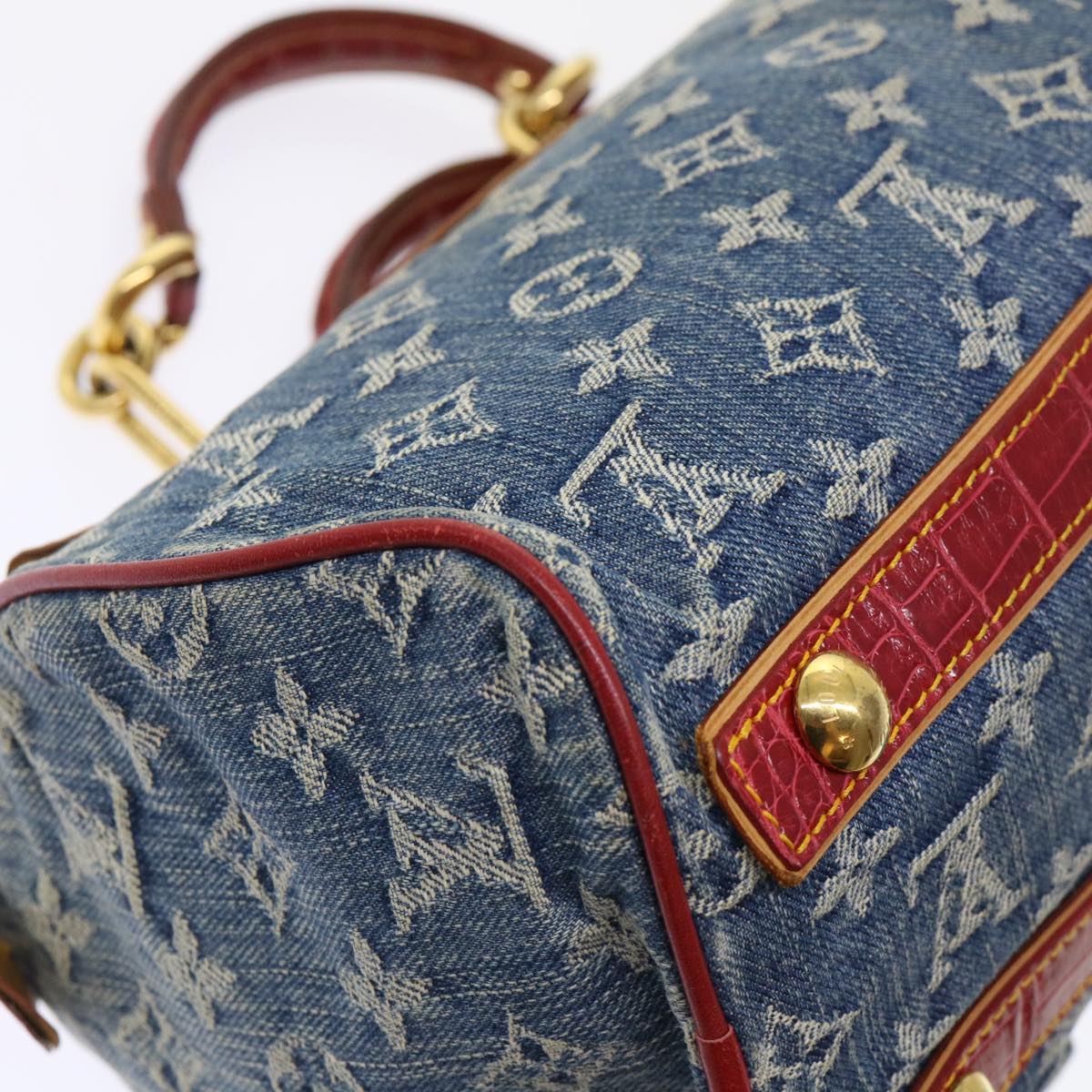 LOUIS VUITTON Monogram Denim Exotic Neo Speedy Hand Bag Blue M95019 Auth 47491