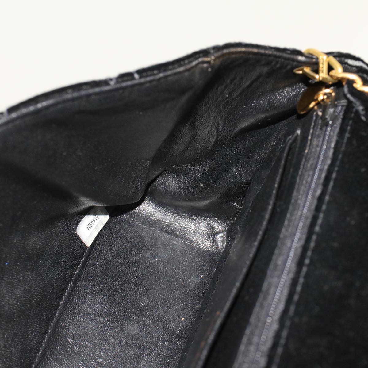CHANEL Matelasse 25 Chain Diana Shoulder Bag Cotton Black CC Auth 47581A