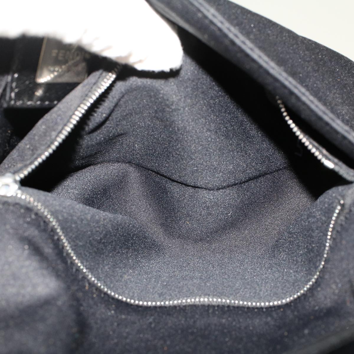 FENDI Mamma Baguette Shoulder Bag Nylon Leather Black Auth 47648