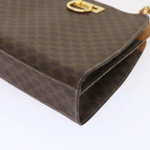 CELINE Macadam Canvas Hand Bag PVC Leather Brown Auth 47659