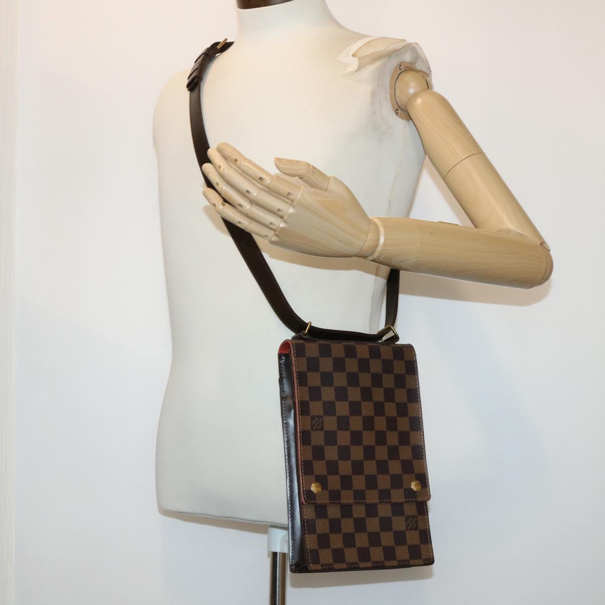 LOUIS VUITTON Damier Ebene Portello Shoulder Bag N45271 LV Auth 47684