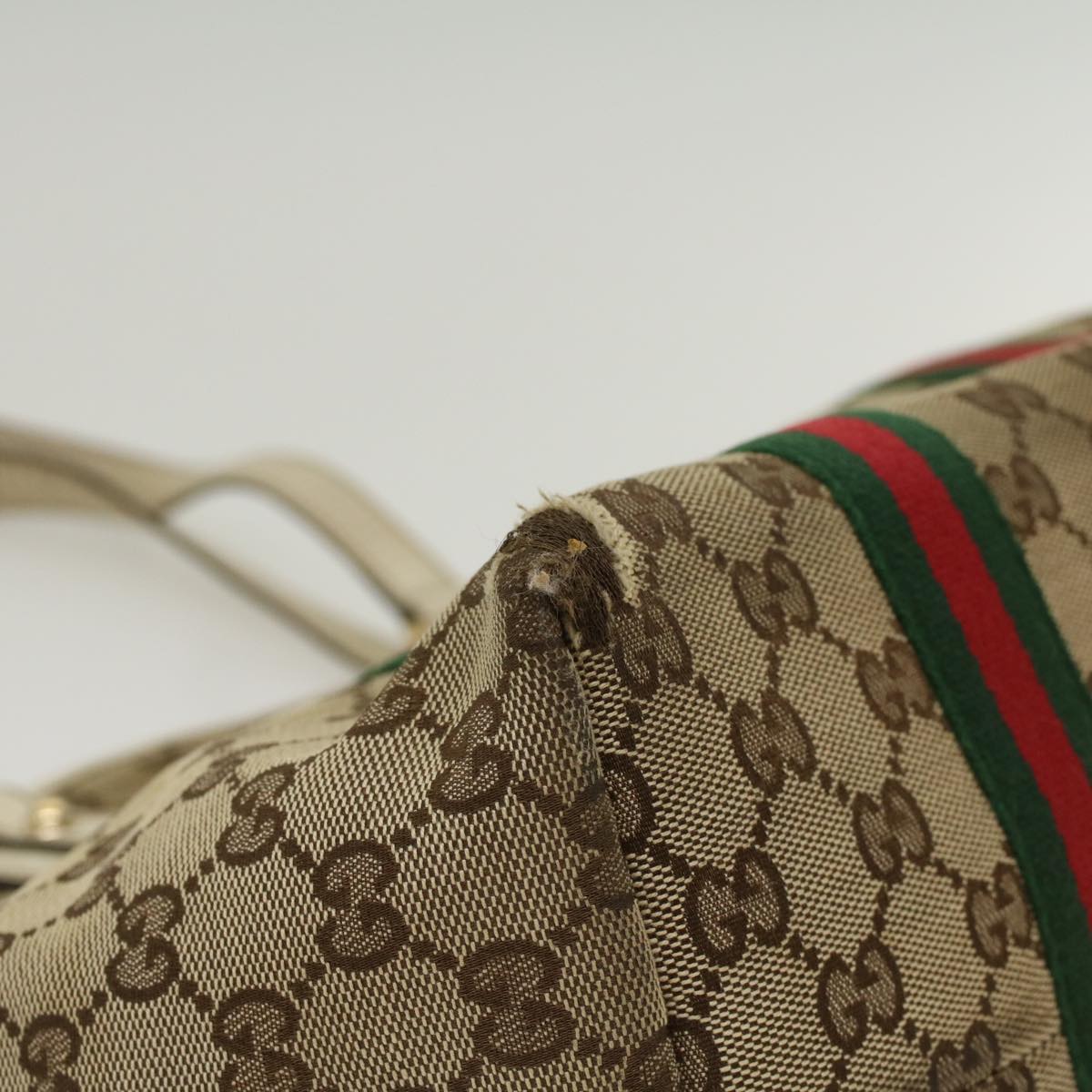 GUCCI GG Canvas Web Sherry Line Shoulder Bag Beige Red Green 139260 Auth 47709