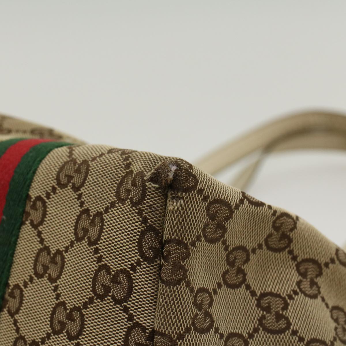 GUCCI GG Canvas Web Sherry Line Shoulder Bag Beige Red Green 139260 Auth 47709