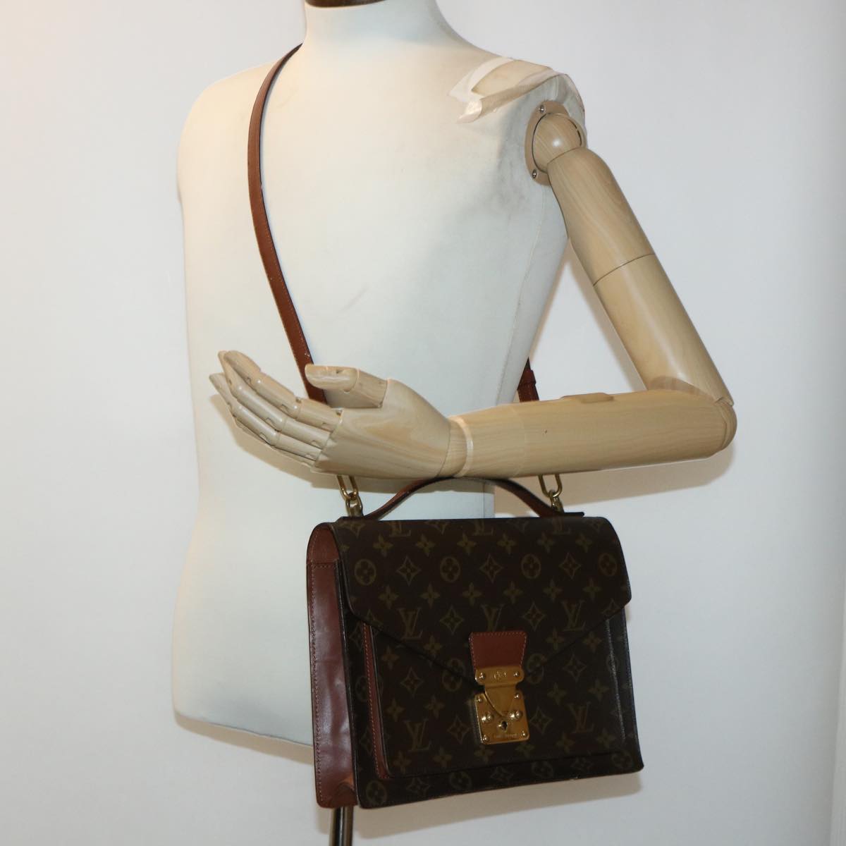 LOUIS VUITTON Monogram Monceau 28 Hand Bag 2way M51185 LV Auth 47818