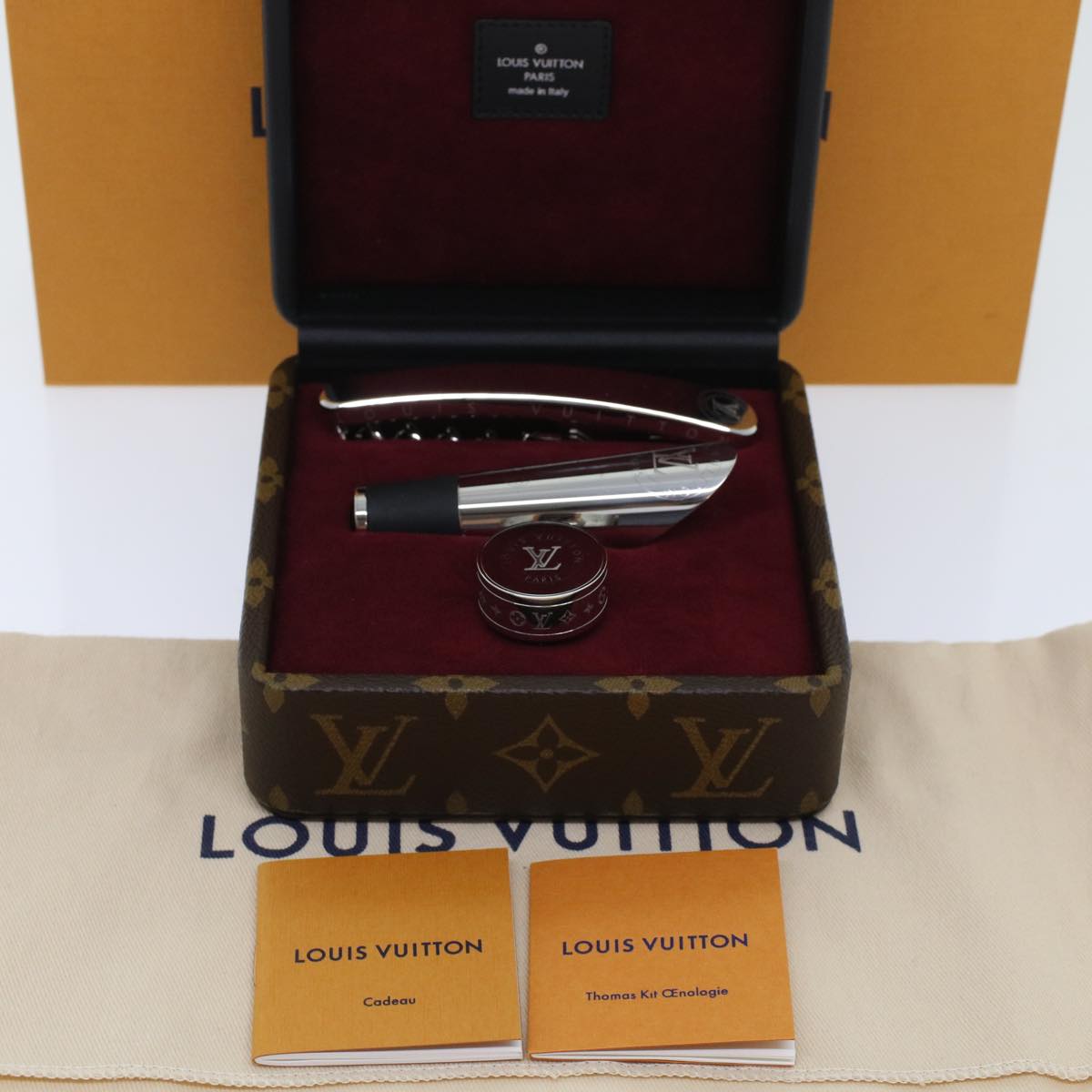 LOUIS VUITTON Monogram Wine Opener Set Kit Unology Toma GI0798 LV Auth 47821A