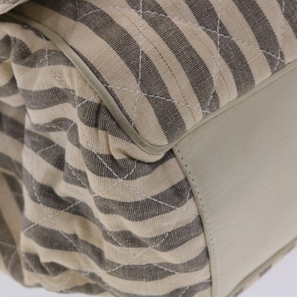 CHANEL Matelasse Shoulder Bag Canvas Light Blue White CC Auth 48071AV