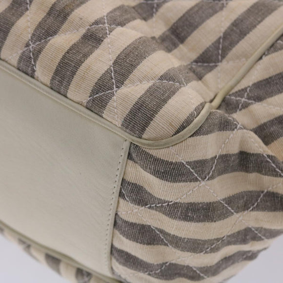 CHANEL Matelasse Shoulder Bag Canvas Light Blue White CC Auth 48071AV