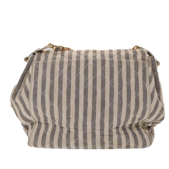 CHANEL Matelasse Shoulder Bag Canvas Light Blue White CC Auth 48071AV