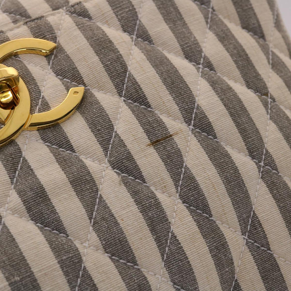 CHANEL Matelasse Shoulder Bag Canvas Light Blue White CC Auth 48071AV