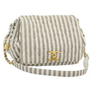 CHANEL Matelasse Shoulder Bag Canvas Light Blue White CC Auth 48071AV-1
