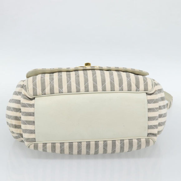 CHANEL Matelasse Shoulder Bag Canvas Light Blue White CC Auth 48071AV
