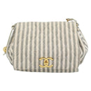 CHANEL Matelasse Shoulder Bag Canvas Light Blue White CC Auth 48071AV-2