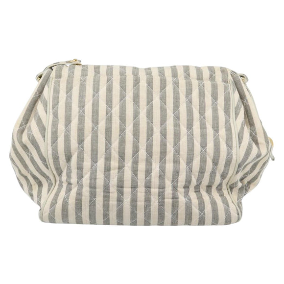 CHANEL Matelasse Shoulder Bag Canvas Light Blue White CC Auth 48071AV