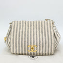 CHANEL Matelasse Shoulder Bag Canvas Light Blue White CC Auth 48071AV-30