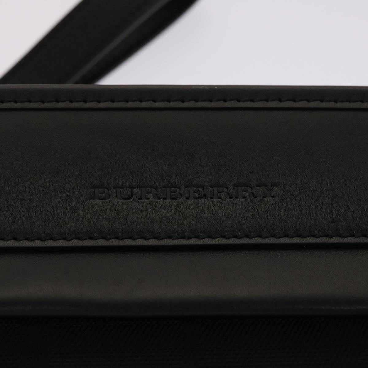 BURBERRY Nova Check Clutch Bag Nylon Leather Black Auth 48103