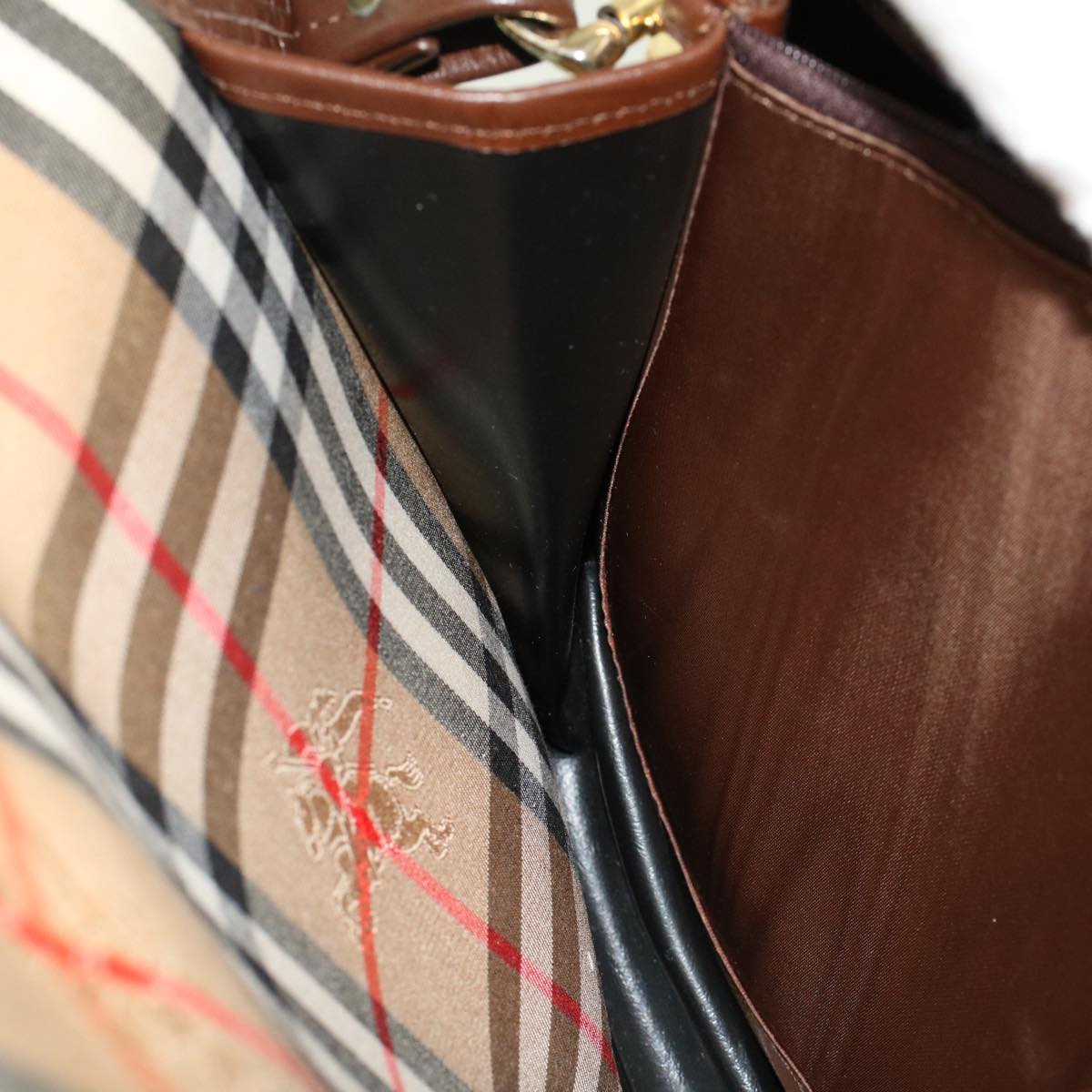 Burberrys Nova Check Shoulder Bag Canvas Beige Brown Auth 48165