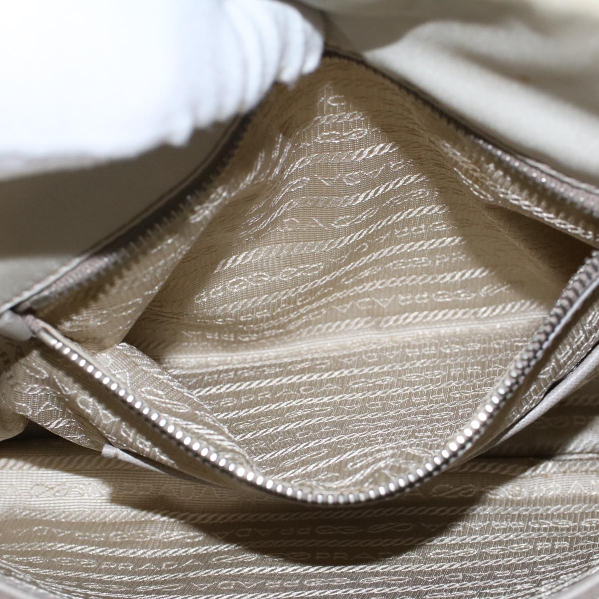 PRADA Hand Bag Nylon Leather Gray Auth 48188