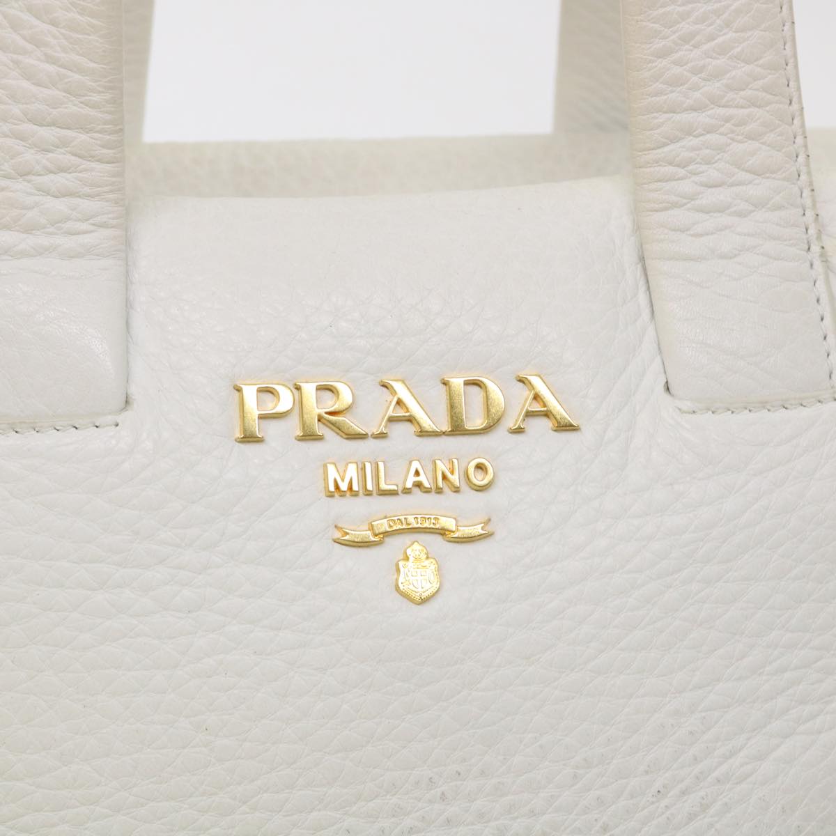PRADA Hand Bag Leather 2way White Auth 48221