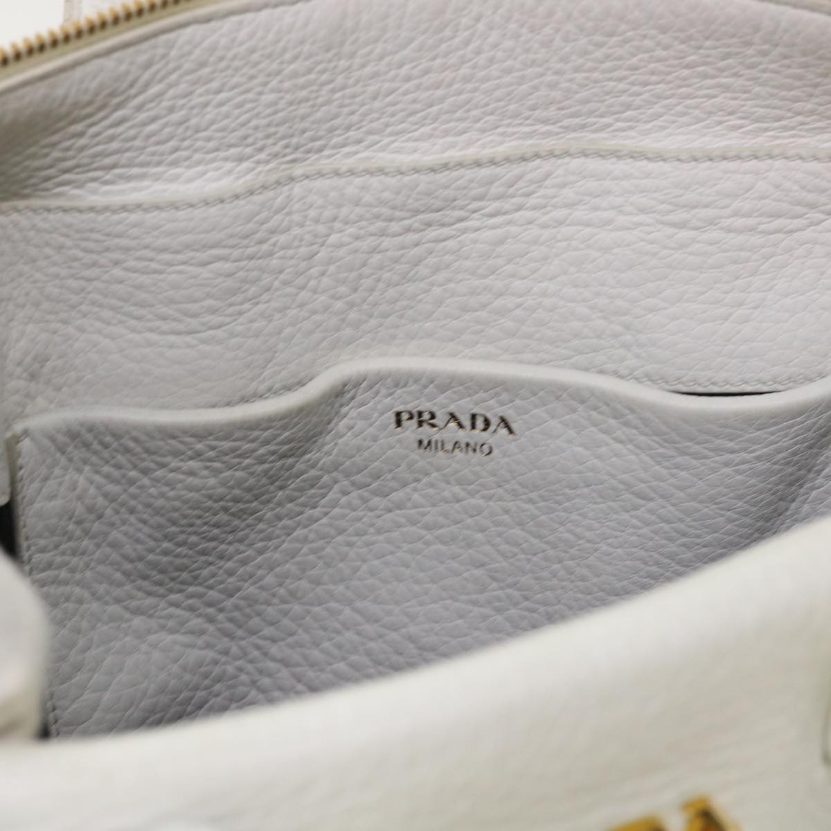 PRADA Hand Bag Leather 2way White Auth 48221