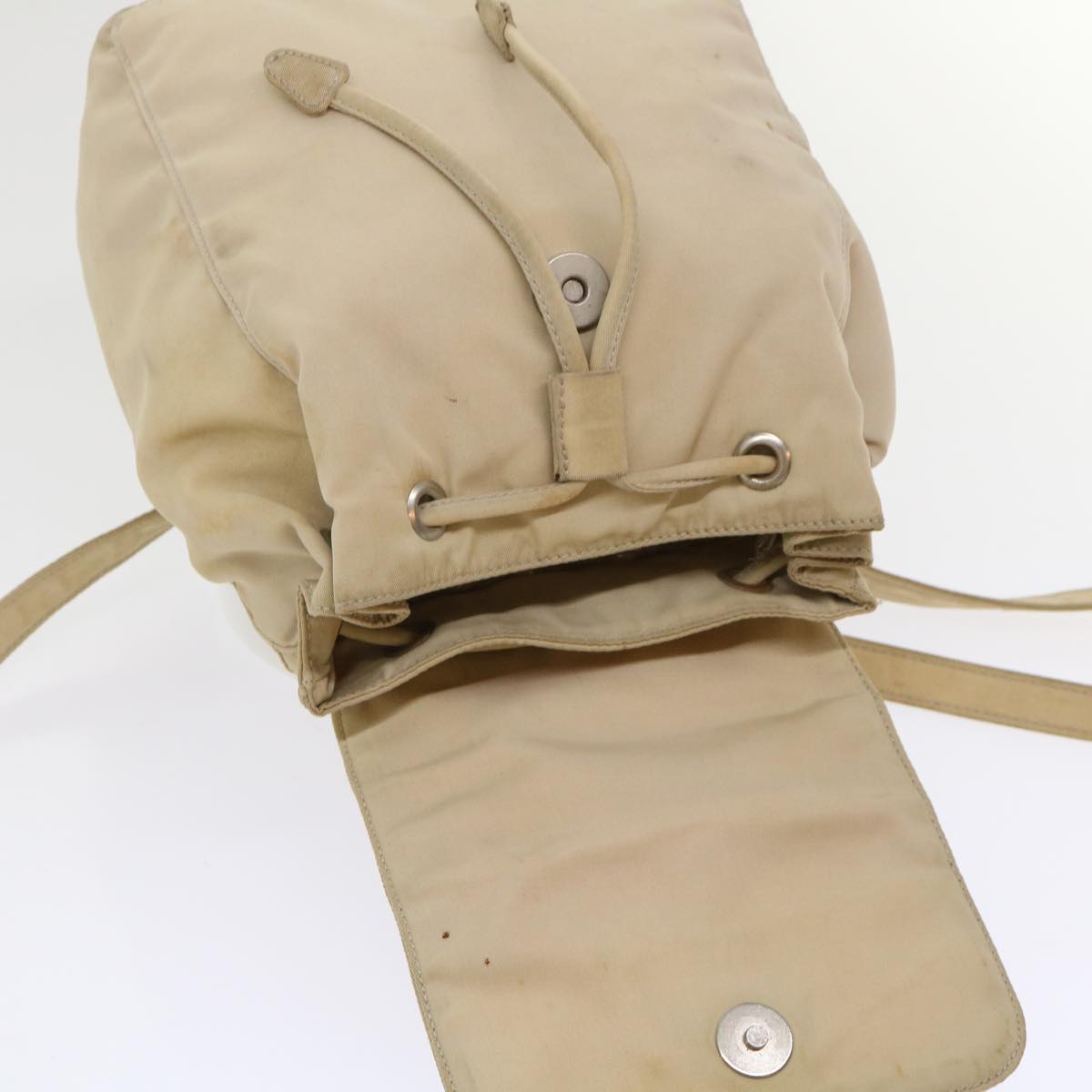 PRADA Backpack Nylon Beige Auth 48226