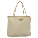 PRADA Hand Bag Nylon Beige Auth 48236-1