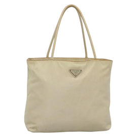 PRADA Hand Bag Nylon Beige Auth 48236