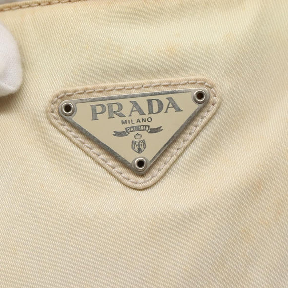 PRADA Hand Bag Nylon Beige Auth 48236