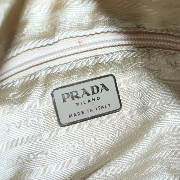 PRADA Hand Bag Nylon Beige Auth 48236