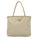 PRADA Hand Bag Nylon Beige Auth 48236-2