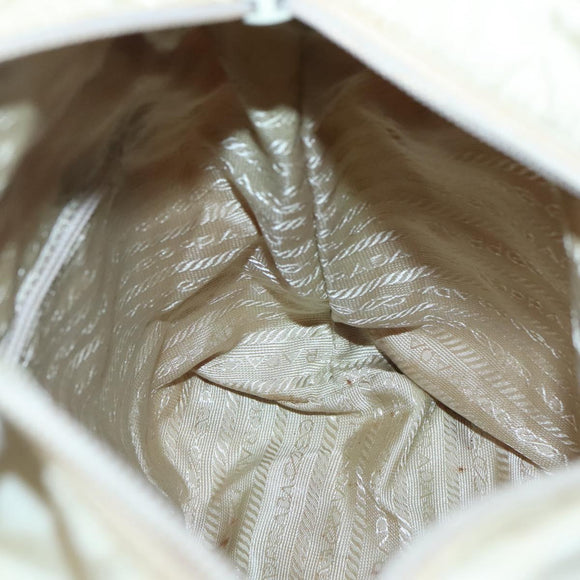 PRADA Hand Bag Nylon Beige Auth 48236