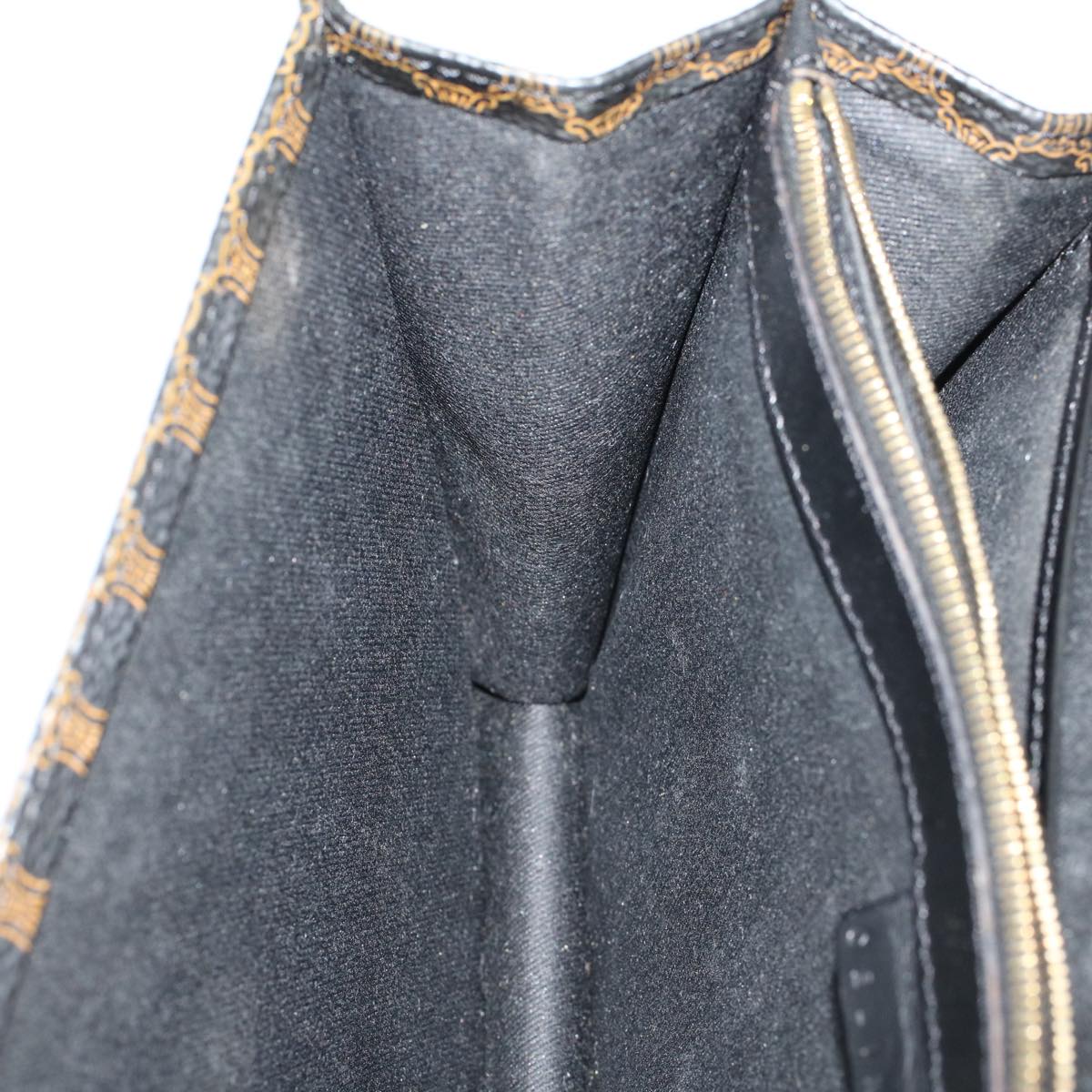 CELINE Macadam Canvas Clutch Bag PVC Leather Brown Black Auth 48237