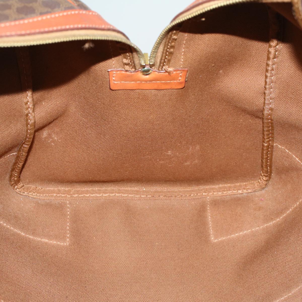 CELINE Macadam Canvas Boston Bag PVC Leather Brown Auth 48316