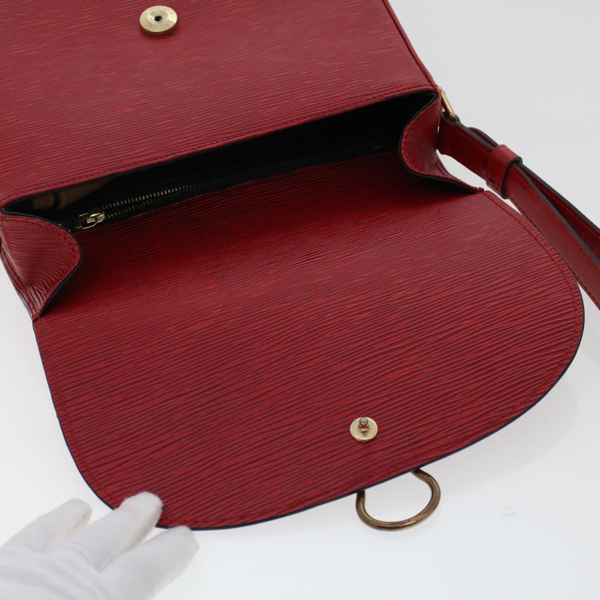 LOUIS VUITTON Epi Saint Cloud GM Shoulder Bag Red M52197 LV Auth 48372