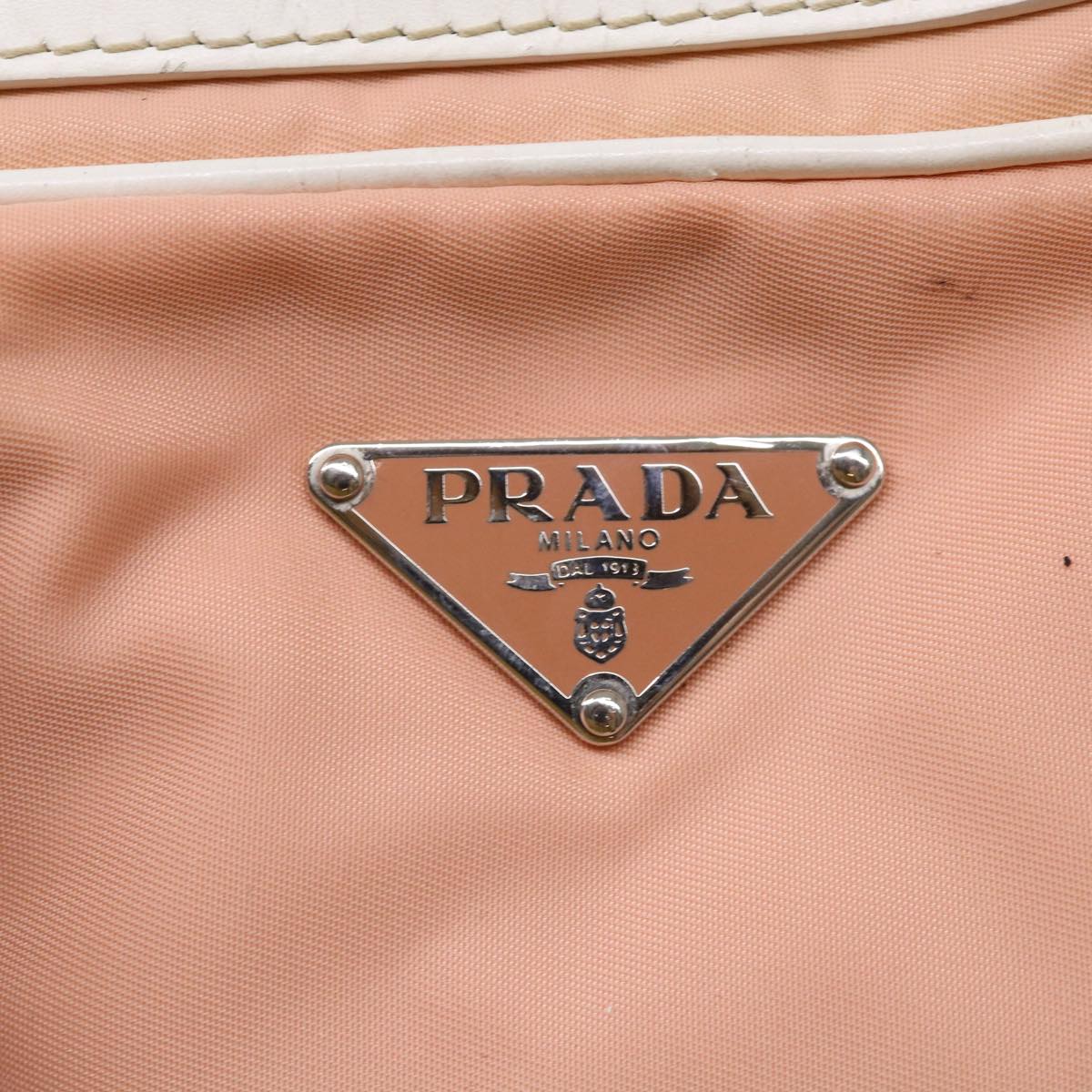 PRADA Hand Bag Nylon Leather Pink Auth 48453