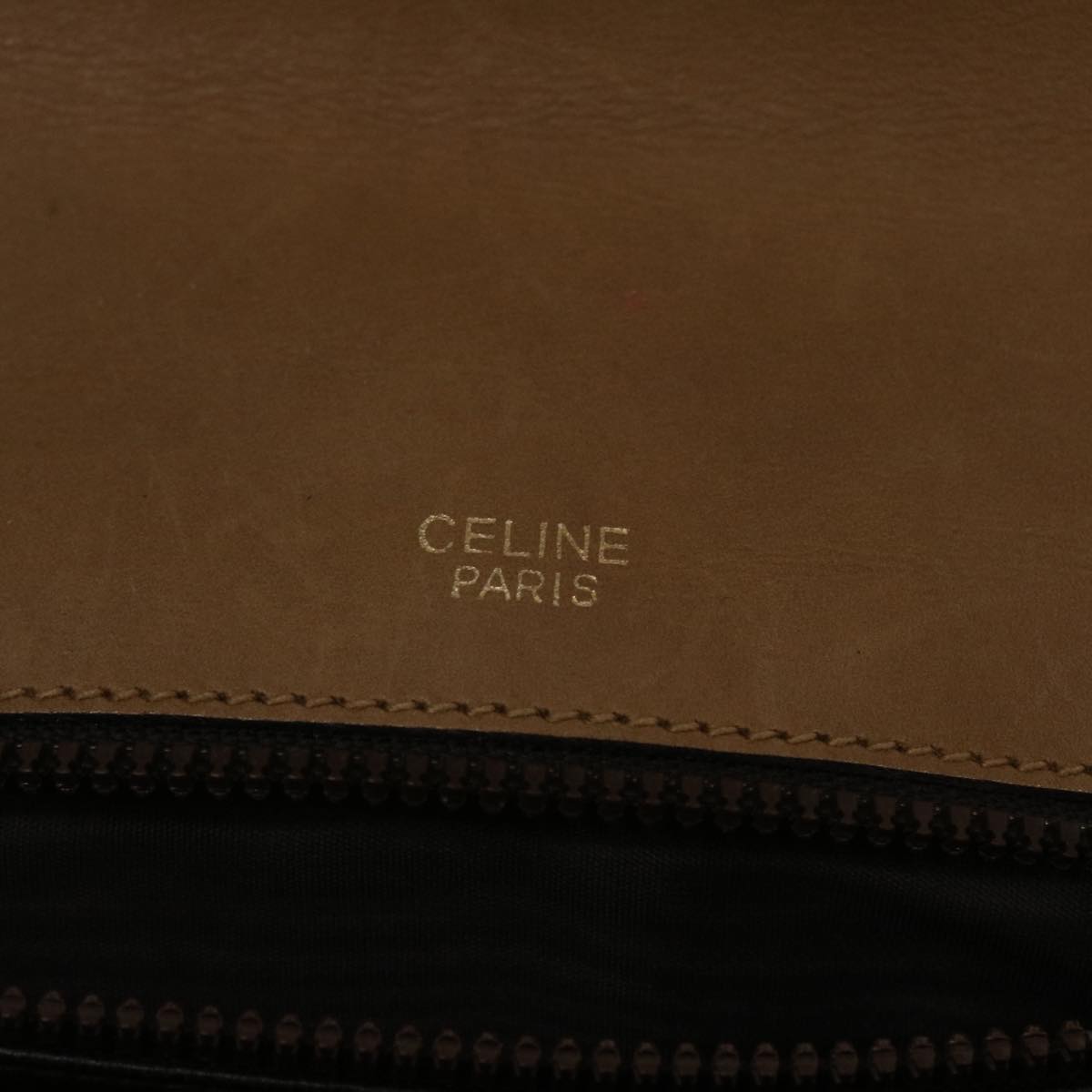 CELINE C Macadam Canvas Shoulder Bag Beige Auth 48459