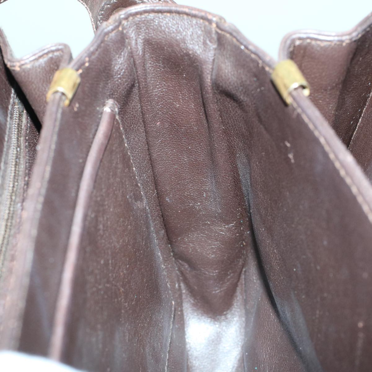 CELINE C Macadam Canvas Horse Carriage Shoulder Bag Beige Dark Brown Auth 48460
