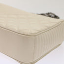 CHANEL Chevron x Matelasse Chain Shoulder Bag Lamb Skin White CC Auth 48469AV-16