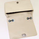 CHANEL Chevron x Matelasse Chain Shoulder Bag Lamb Skin White CC Auth 48469AV-9