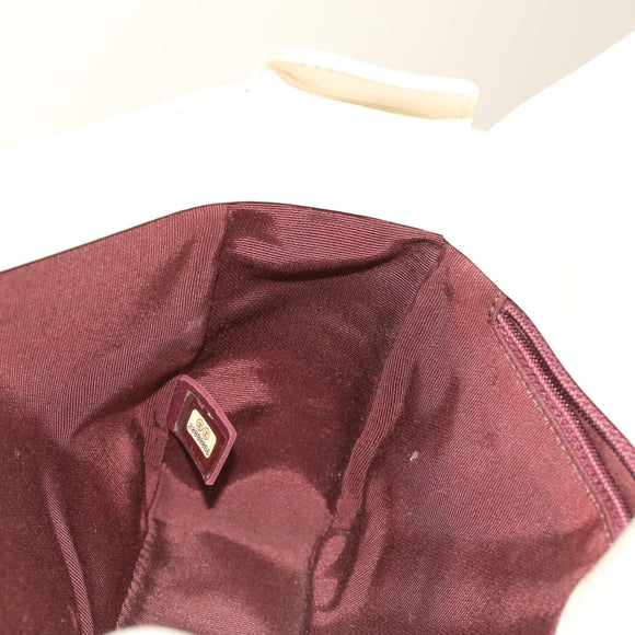 CHANEL Chevron x Matelasse Chain Shoulder Bag Lamb Skin White CC Auth 48469AV