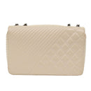 CHANEL Chevron x Matelasse Chain Shoulder Bag Lamb Skin White CC Auth 48469AV-2