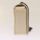 CHANEL Chevron x Matelasse Chain Shoulder Bag Lamb Skin White CC Auth 48469AV-4