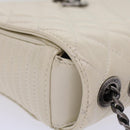 CHANEL Chevron x Matelasse Chain Shoulder Bag Lamb Skin White CC Auth 48469AV-7